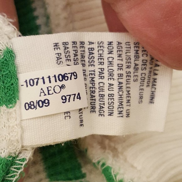 American Eagle Outfitters Green-White Striped Sweater SP - Picture 5 of 7